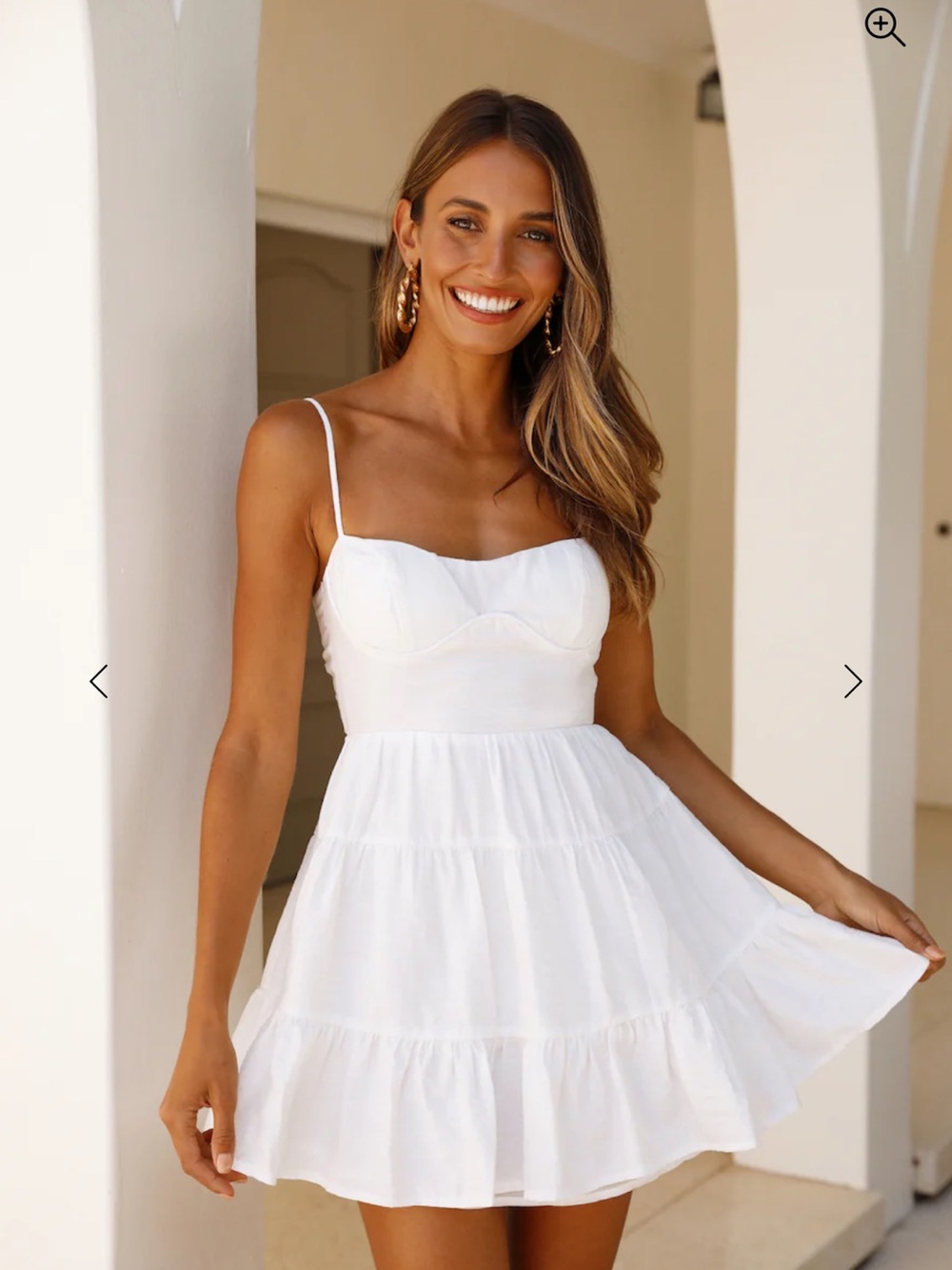 Hello Molly White Tiered Spaghetti-Strap Mini Dress